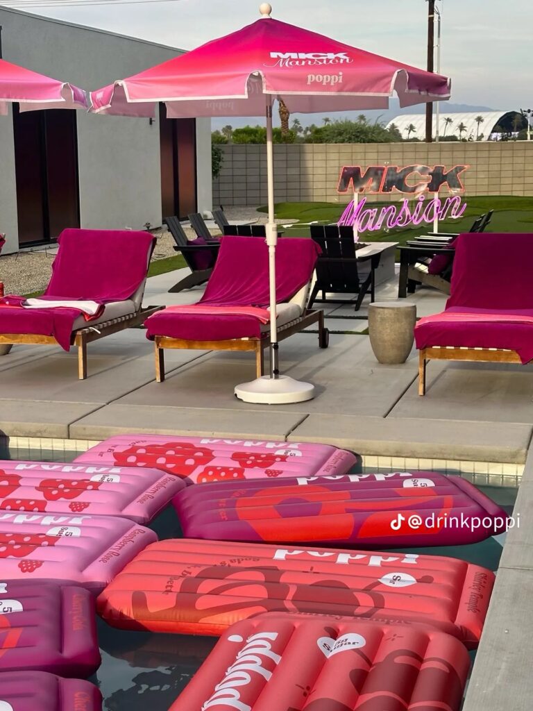 Poppi Coachella marketing strategy influencer house pool setup